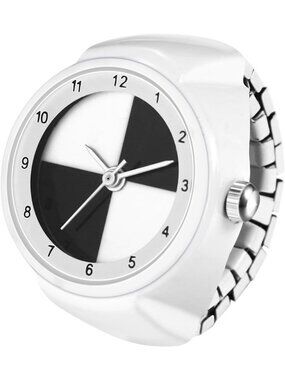 Unisex White Analog Quartz Stretchy Band Elastic Round Classic Finger Ring Watch
